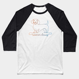 Dachshund Dog Silhouette Art | Wiener Dawg | Classic Sunset Gradient Baseball T-Shirt